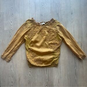 Vanessa Bruno women’s yellow size 1 small shirt floral long sleeve top blouse